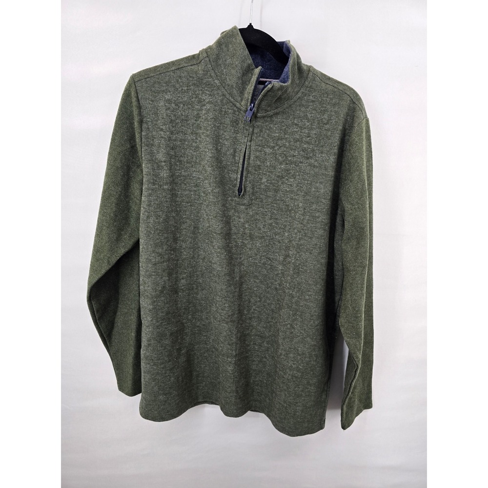 Weatherproof Vintage Mens Quarter Zip Pullover Sweater Olive Green Ribbed Size M